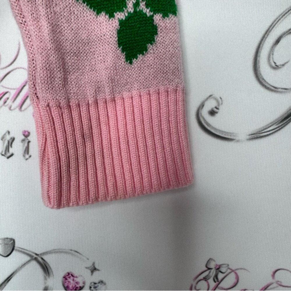 612 league sweater roses knit wool pink green luxe crew neck pull over flowers - Picture 11 of 11